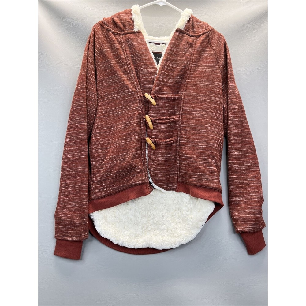 Hurley Womens Medium Jacket Toggle Buttons Sharpea Lining Maroon Hooded sz M